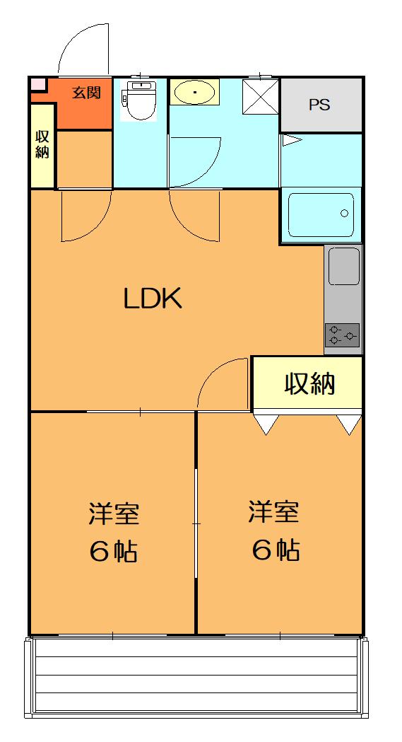 エミネンス本太(2LDK/2階)の間取り写真