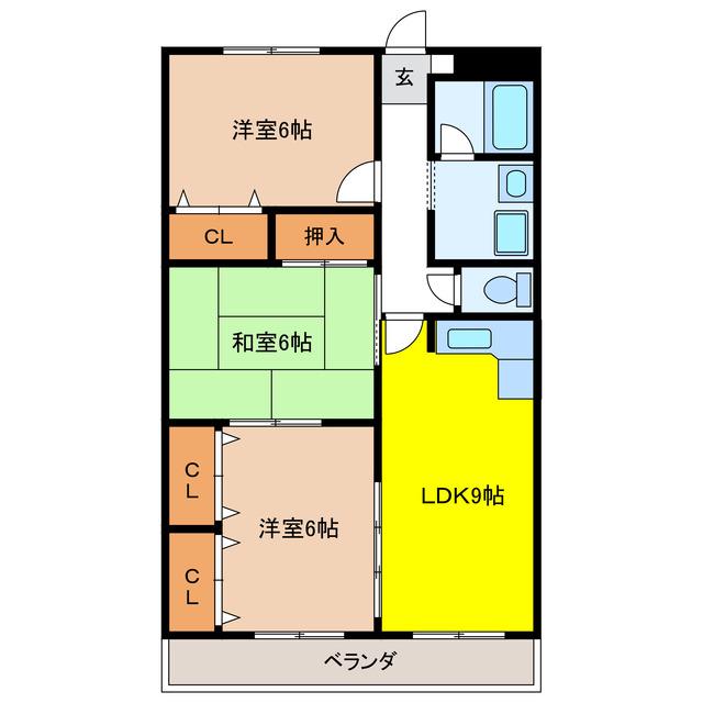 エステート15(3LDK/4階)の間取り写真
