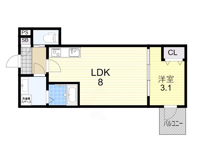 H-MAISON塚本2(1LDK/3階)の間取り写真