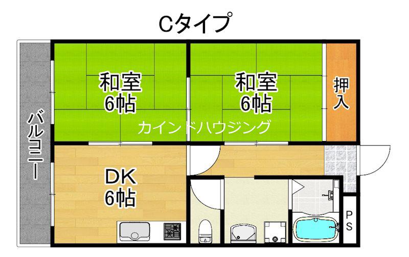 レナジア住之江公園前(2DK/4階)の間取り写真