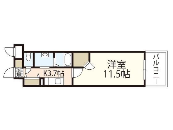 ロアール松川町(1K/14階)の間取り写真