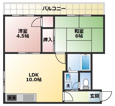 レスターテII(2LDK/4階)の間取り写真