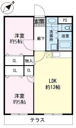 クレアトゥール(2LDK/3階)の間取り写真