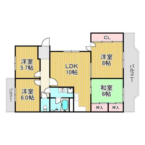 パストラーレ香櫨園(4LDK/1階)の間取り写真