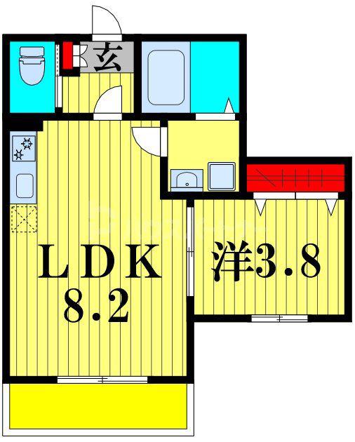 HD南柏(1LDK/2階)の間取り写真