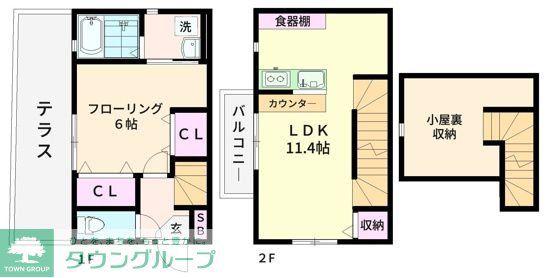 KハウスII(1LDK/2階)の間取り写真
