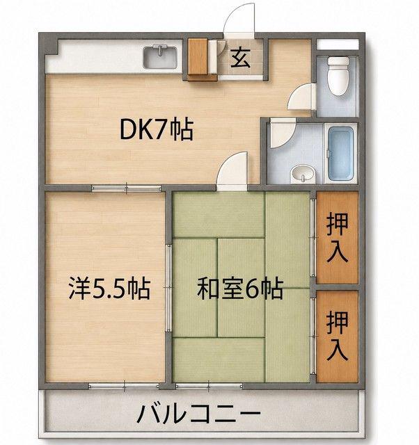 第2エステート寺田(2DK/2階)の間取り写真