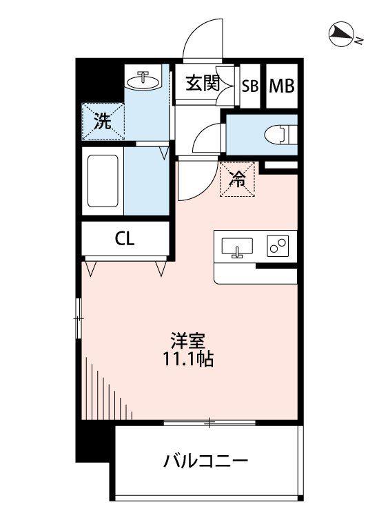 CHELSEA MANOR新屋敷(ワンルーム/2階)の間取り写真