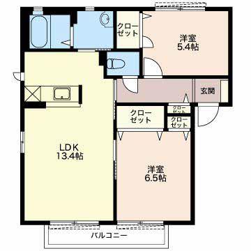 サンライズC(2LDK/1階)の間取り写真