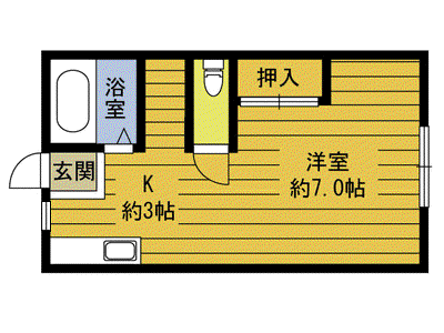 ドミトリームサシ B(1K/2階)の間取り写真