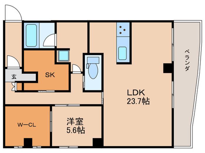 サングレース赤塚B(1LDK/3階)の間取り写真