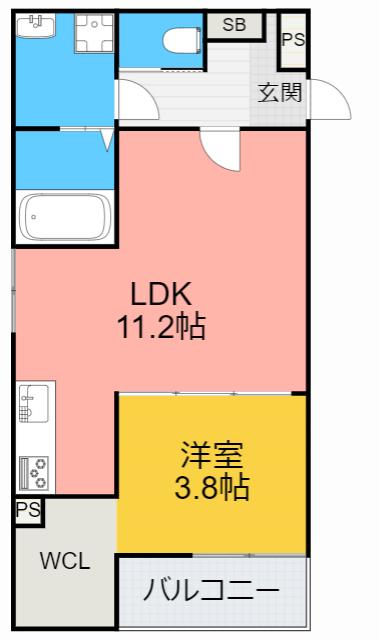 JOUER FLEUR(1LDK/1階)の間取り写真