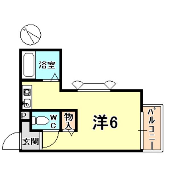 大谷ハイム(ワンルーム/2階)の間取り写真