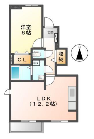 クリムゾンパレスI・II(1LDK/1階)の間取り写真