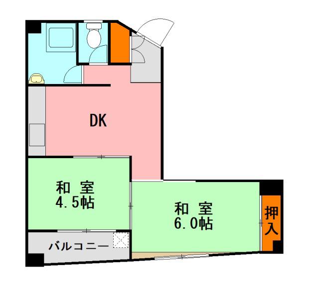 栄田ビル(2DK/6階)の間取り写真