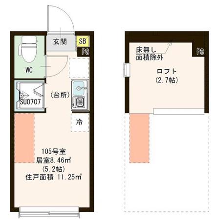プルミエール板橋本町(ワンルーム/1階)の間取り写真