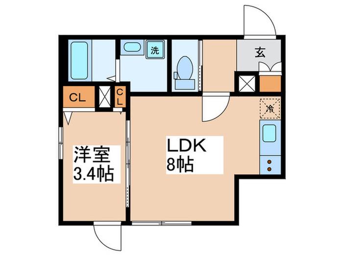 ウェルスクエア多摩川矢口(1LDK/3階)の間取り写真