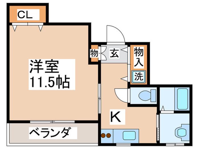 ハイツ カレン(1K/2階)の間取り写真