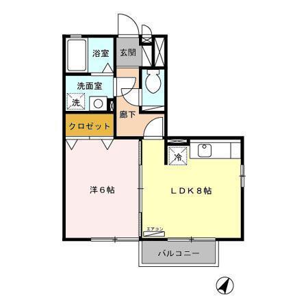 ボン・ショコラ(1LDK/2階)の間取り写真