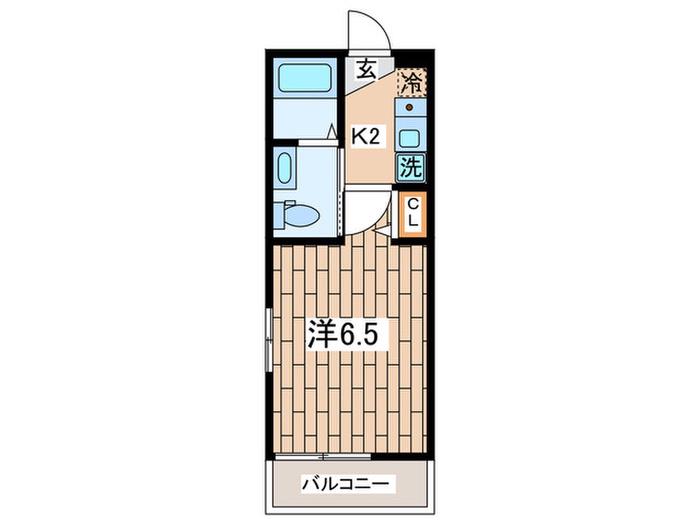 ホライゾンテラス上大岡(1K/2階)の間取り写真