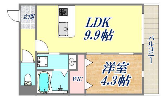ソリティア西宮池田(1LDK/1階)の間取り写真