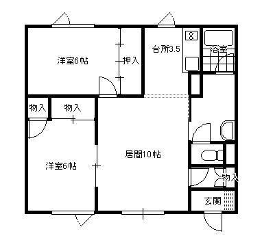 ハイツスズキA(2LDK/1階)の間取り写真