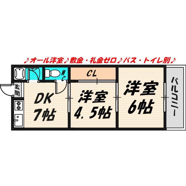 トヨダマンション(2DK/2階)の間取り写真