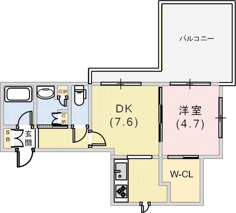 ベレオ王子公園(1DK/3階)の間取り写真