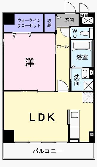 アウル三鷹(1LDK/5階)の間取り写真