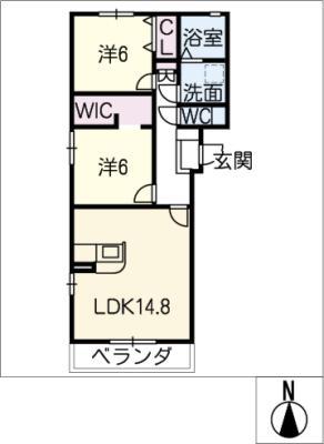 ルージュ(2LDK/3階)の間取り写真