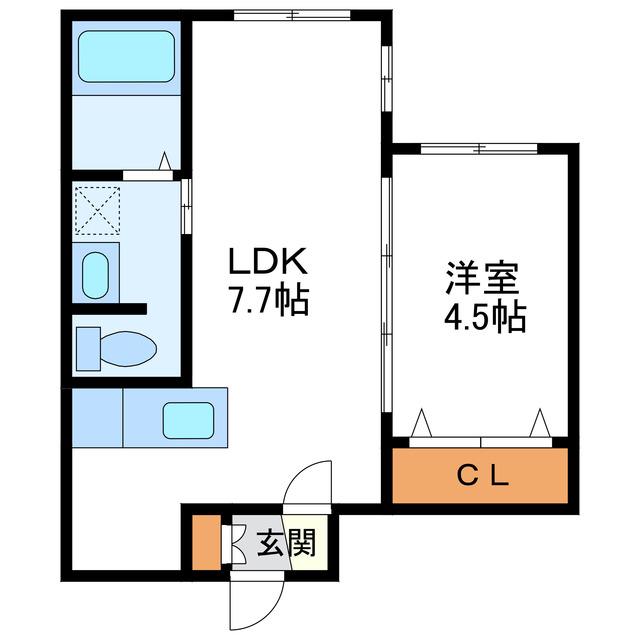 GRANDIR北大前 グランディール北大前(1LDK/2階)の間取り写真