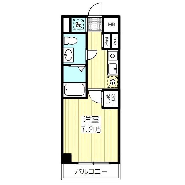 ロアール大山(1K/6階)の間取り写真