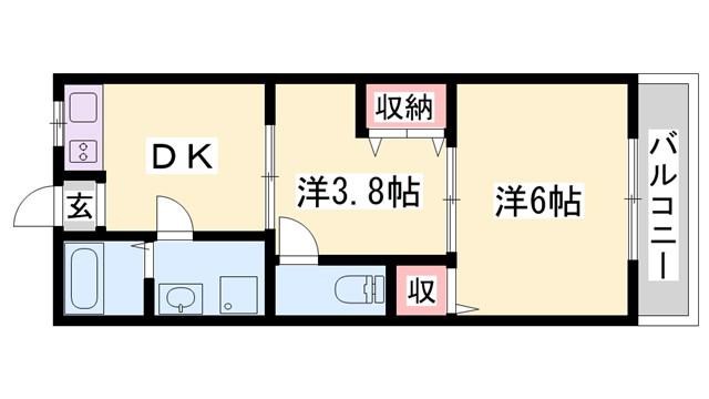 メトレス福田II(2DK/3階)の間取り写真