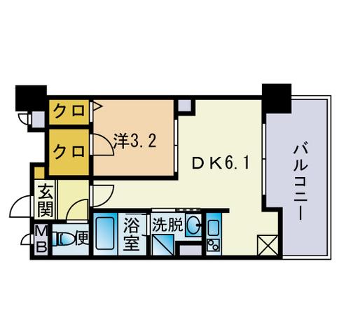 HF平尾レジデンス(1DK/5階)の間取り写真