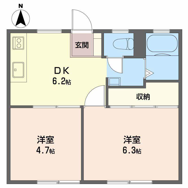 サンシティ大石A・B(2DK/1階)の間取り写真