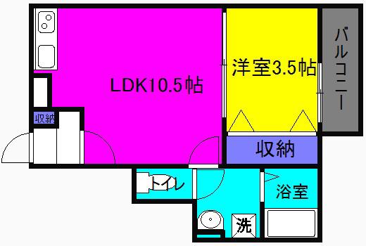 FSTYLE浜寺石津町西2号館エフプラススタイルハマデライシズチョ(1LDK/1階)の間取り写真