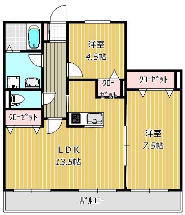 ライアム ゲイン(2LDK/2階)の間取り写真