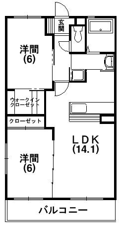 PEACE(2LDK/1階)の間取り写真