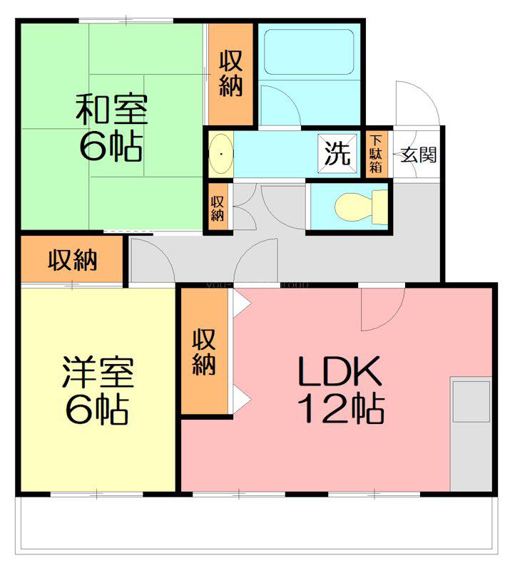 サンハイツ諏訪前II(2LDK/1階)の間取り写真