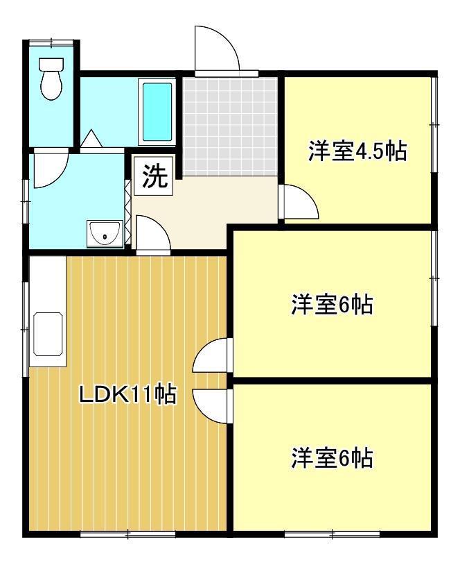 モンデール山の手(3LDK/2階)の間取り写真