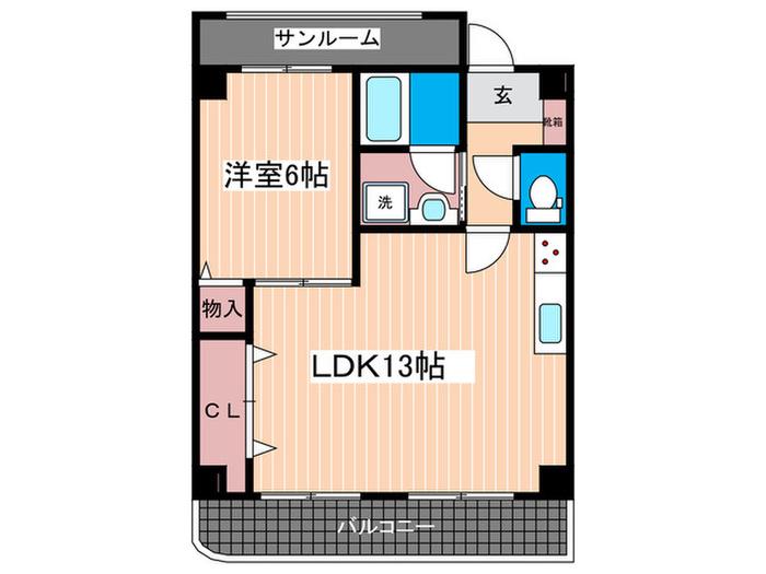 BLDG.YK(1LDK/4階)の間取り写真