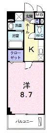 マンション・グラース(1K/2階)の間取り写真