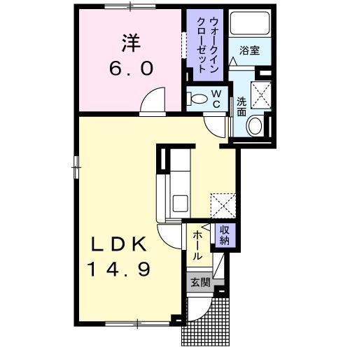 カーサ・クレール(1LDK/1階)の間取り写真