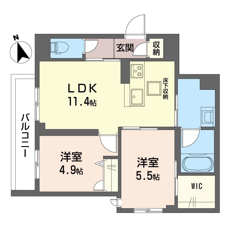 ブリランテ本八幡(2LDK/1階)の間取り写真