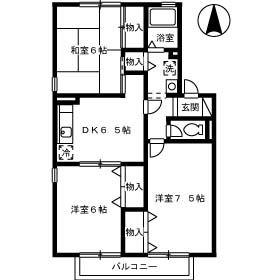 セジュール岡本 B棟(3DK/1階)の間取り写真