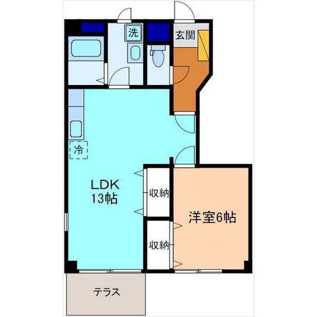 ラルジュ増泉(1LDK/1階)の間取り写真