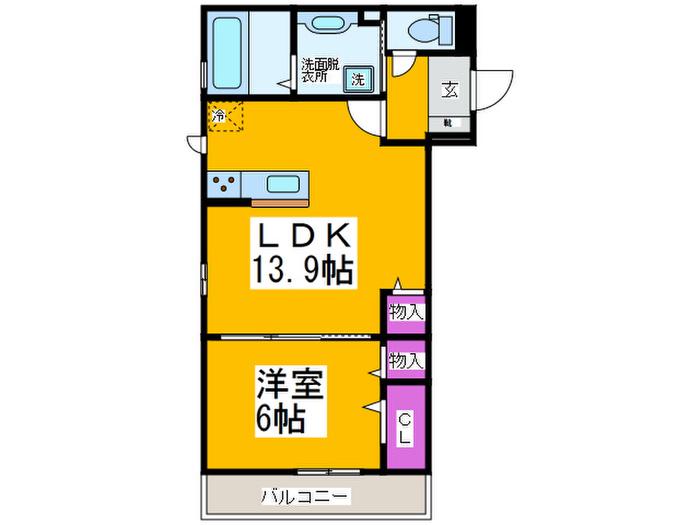 イーグル土師(1LDK/3階)の間取り写真