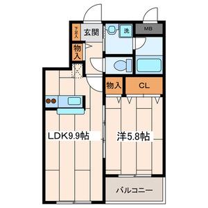メゾンクレールヒヨシ(1LDK/2階)の間取り写真