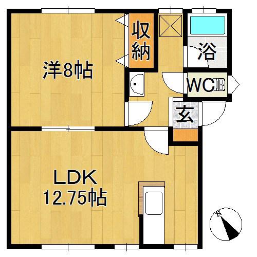ハイセレールブルゴ(1LDK/2階)の間取り写真