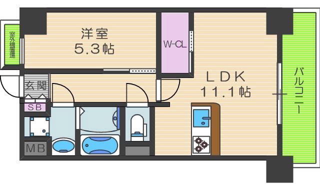 LA DOUCEUR西天満(1LDK/7階)の間取り写真